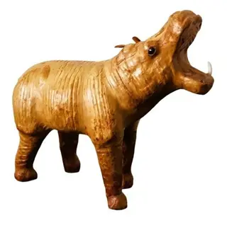 Beautiful leather vintage hippo, - Leder