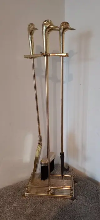 Fireplace accessories set 70 cm high - Koper