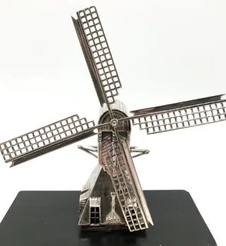 No reserve - Bijzonder grote Hollands zilver miniatuur (water) Molen met draaibare kop - Zilver
