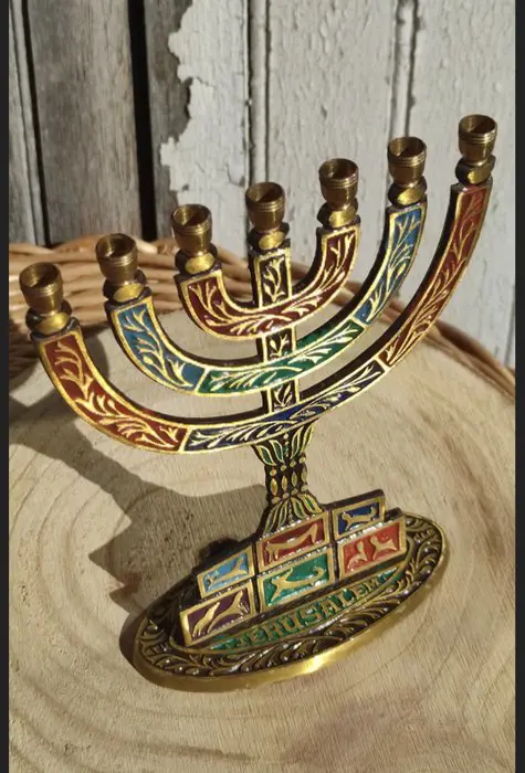 Kandelaar, Kandelaar, Chanoeka menora - Brons, Messing
