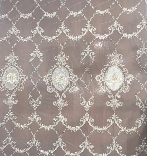 790 x 300 cm - prinselijke tule fijn geborduurd met gouddraad - tule - Eind 20e eeuw