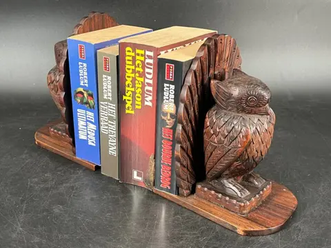 Schitterende authentieke houten boekensteunen - Art Deco - Hout
