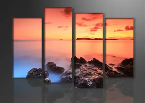Nieuw canvas schilderij 4-luik Calourful Beach 130 x 80 cm