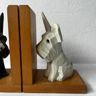 Bookends "Black and White" Terrier/scotty dogs - wood - Hout