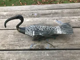 Sculptuur Ibis - 637g - speksteen metaal
