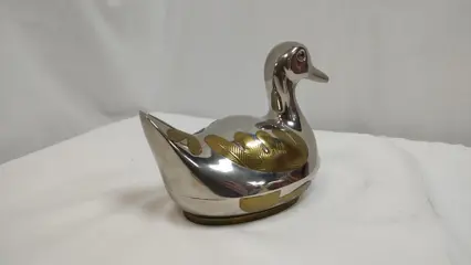 vintage eenden schaal (1) - wit metaal