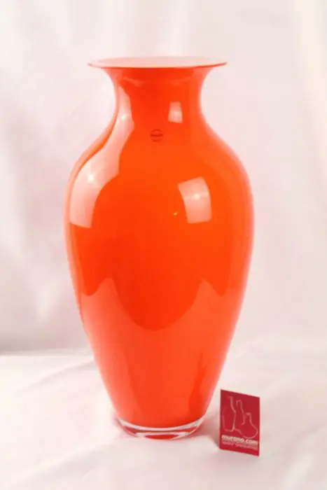 Carlo Nason - Murano.com - Amphora vaas wit/oranje - 50 cm - Glas