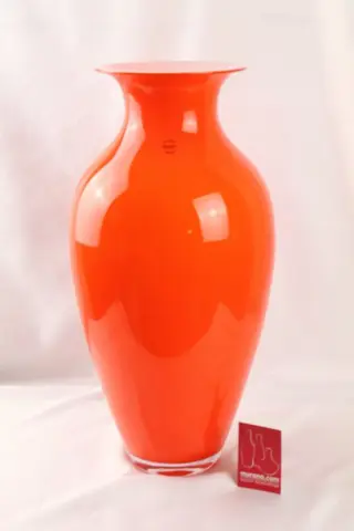 Carlo Nason - Murano.com - Amphora vaas wit/oranje - 50 cm - Glas