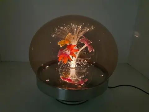 Incredibile lampada da tavolo vintage fibra ottica motorizzata, Italia, anni '60 - Staal, Alluminio, Plastica, Vetro acrilico