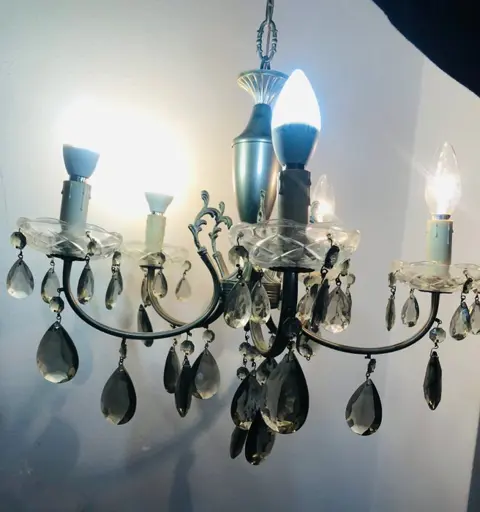 Kroonluchter (1) - Glas, Messing