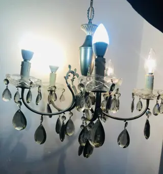 Kroonluchter (1) - Glas, Messing