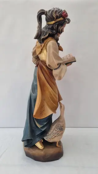 Beeld - Meisje met ganzen - 55 cm - Hout