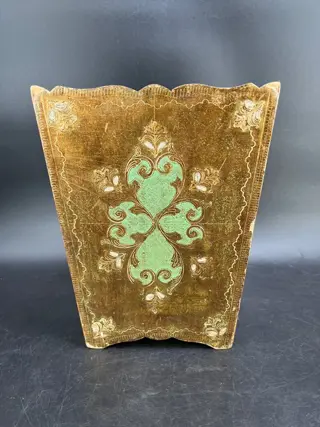 Unieke Italiaanse Florentijnse prullenbak of afvalmand - geperst hout