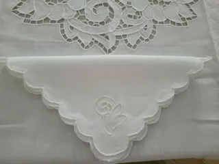 Spectaculair handgeborduurd tafelkleed !! puur linnen tafelkleed x 12 met handborduurwerk - 175x270 - Linnen - 21e eeuw