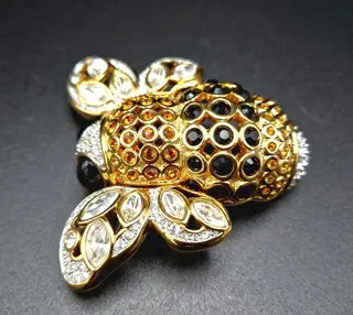 Swarovski, grote bij, broche - Kristal