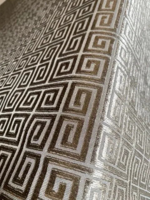 2x300x147cm - kostbaar parelgrijs labyrint dèvorè zijde fluweel - Modern - Hars/polyester, Zijde - 21e eeuw