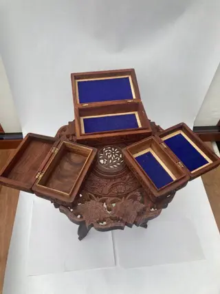 Set van 3 hardhout gestoken doosjes 1 bijzettafel (4) - hardhout