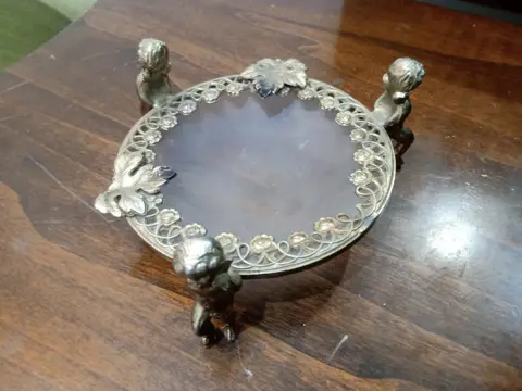 Asbak - Art Deco - Glas, Metaal