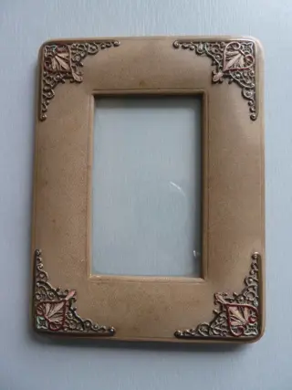 Napoleon III lijst in leer en email (1) - Geëmailleerd glas leer