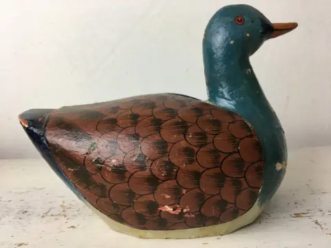 Antieke Beschilderde Lokeenden. (2) - Expressionisme - Hout