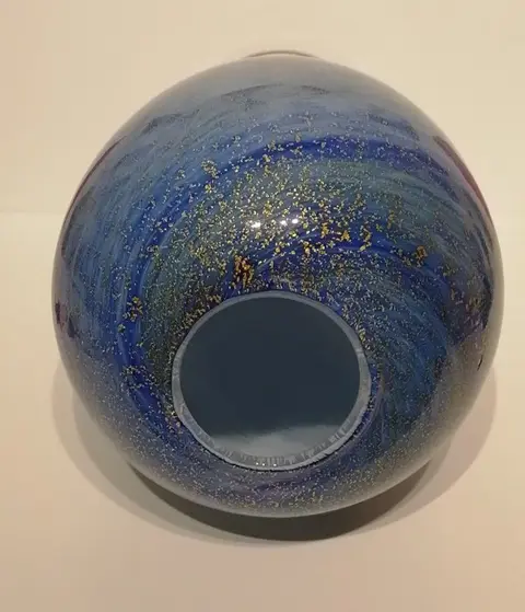 Germano Padoan - Gränna - Vaas met bladgoud- en zilver - Kristal, Loodkristal