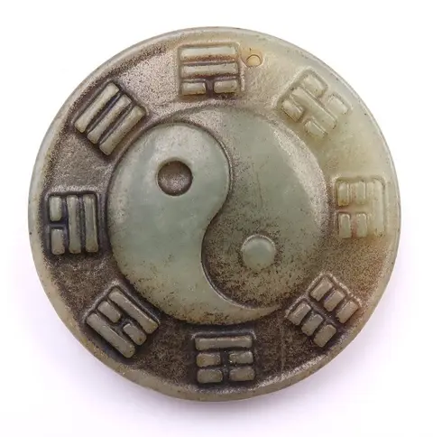 Meditatie Amulet - Yin en Yang (Taiji) - Serpentine - Energie Harmonie - Verbinding met het Universum