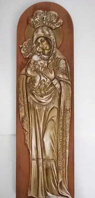 Geweldig icoon (1) - Byzantijns - Zilver en verguld metaal - Hout