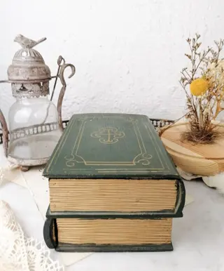 Oude faux boek houten kist (1) - Hout