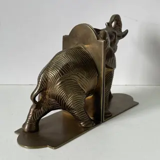 Vintage Set Heavy Bookends 'Elephant' - Messing