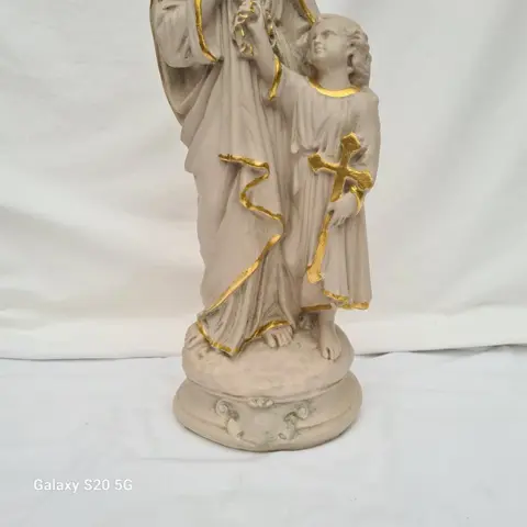 Heilige Jozef met kindje Jezus - Gips