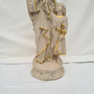 Heilige Jozef met kindje Jezus - Gips