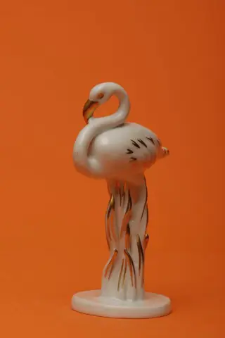 Drasche (1838-1949) - Figuur: flamingo - Porselein, Verguld