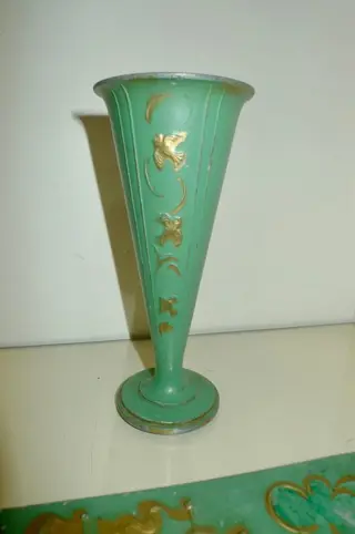 Stjärn-Metall - desk ink set + vase - Art Deco - Metal lacquered Bronze