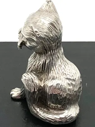 No reserve - Massieve handgemaakte zilveren miniatuur Poes - Zilver