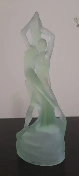 Aqua groen gesatineerd persglas sculptuur - 20e eeuw - Glas