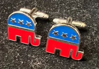 Nieuwsgierig paar manchetknopen van de Amerikaanse Republikeinse Partij Campagne van G.Bush - Emaille