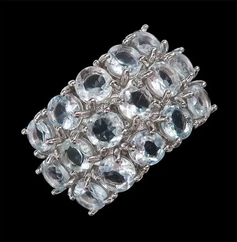 Sierlijke Aquamarijn Eternity Faith Ring - .925 zilver, Aquamarijn - Geluk, bescherming en vrede