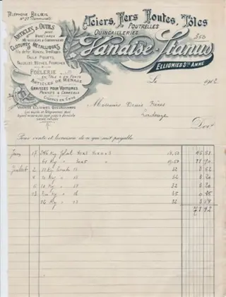 Oude factuur: Vanaise Stanus -1912