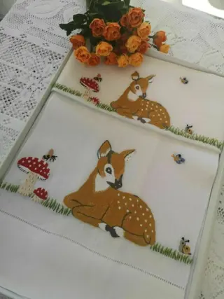 Rich handdoeken 1 + 1 linnen handborduurwerk Pure linnen handborduurdoeken - Linnen - 21e eeuw