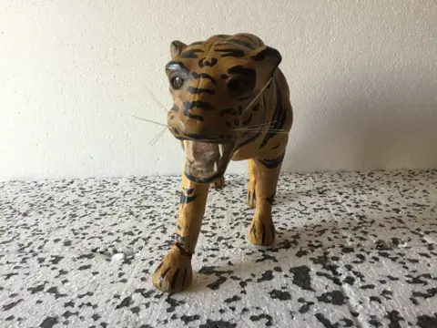 Leren tijger - Victoriaanse stijl - Hout, Leder