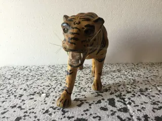 Leren tijger - Victoriaanse stijl - Hout, Leder