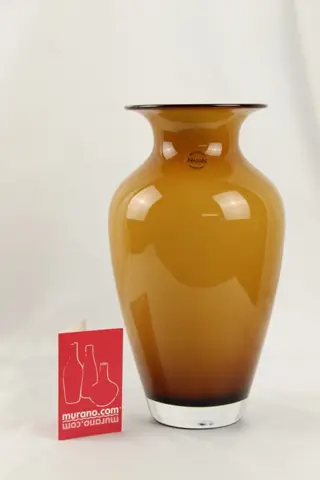 Carlo Nason - Murano.com - Vaas Amphora wit / Topaas "amber - Glas