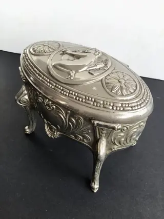 Frans antieken tafelkistje - juwelendoos (Janco) - Art Nouveau - Zinklegering