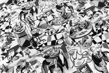 5.00 x 1.40 METER !!! Geïnspireerd door Pablo Picasso-kunst / Awesome gobelin-stof in - Katoen, ander - 21e eeuw