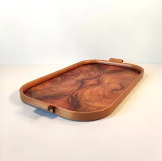 Walnoot briar dienblad (56x32cm.) - Hout - Noten wortel