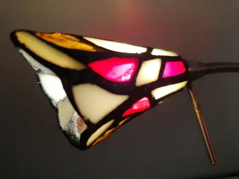 ETH - Tafellamp (2) - RVS - glas in lood