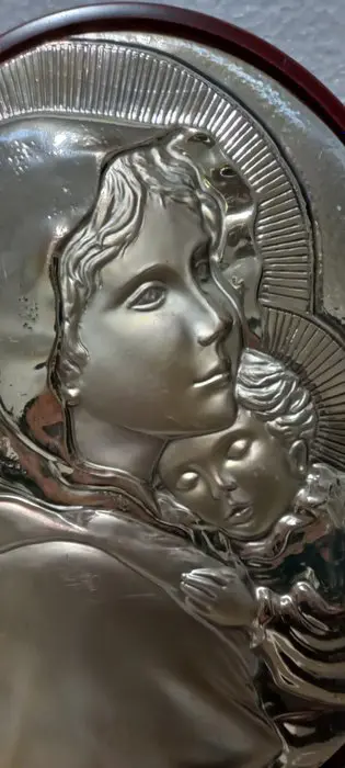 Icoon - Madonna met Kind - 28 cm (1) - .925 zilver, Hout