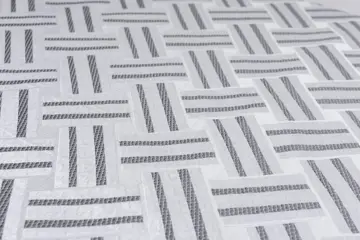 9.40 x 2.80 METER !!! Fantastische satijnstof met lichtgrijze achtergrond en grijze biezen - Katoen, ander - 21e eeuw