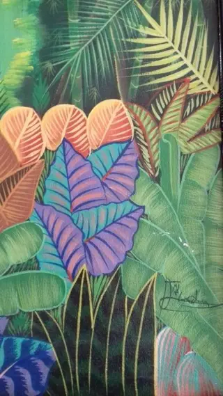 vintage Haïtiaans canvas - canvas en hout