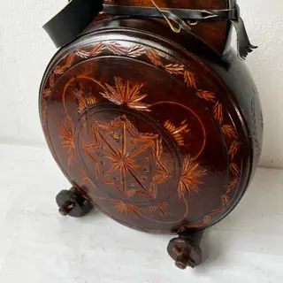 Vintage XXL wooden Flask/canteen with stopper - handcarved - Hout